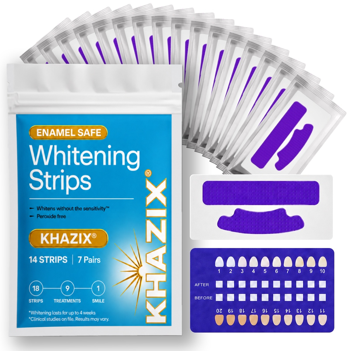 Teeth Whitening Strips - 7 أزواج من شرائط تبييض الأسنان