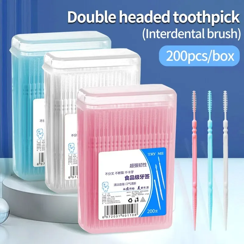Dental Floss Picks - أعواد أسنان مزدوجة الرأس شعبية، 200