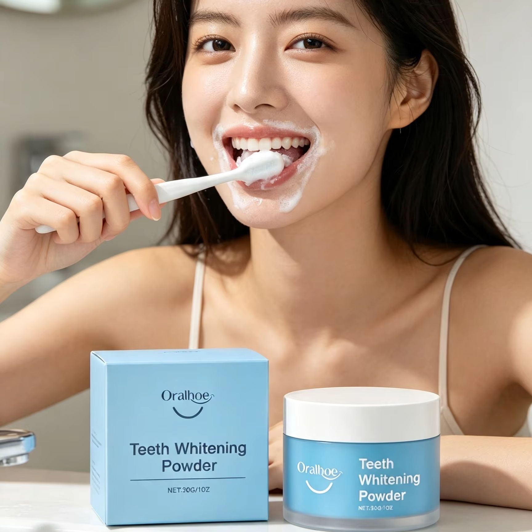 Teeth Whitening Powder - مسحوق أورالهو لتنظيف الأسنان، مزيل البقع،